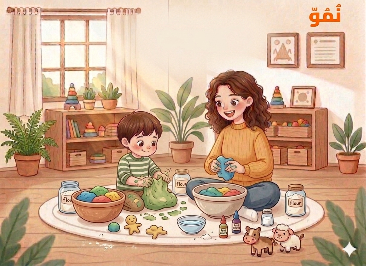 اللعب بالعجينة المنزلية الملونة