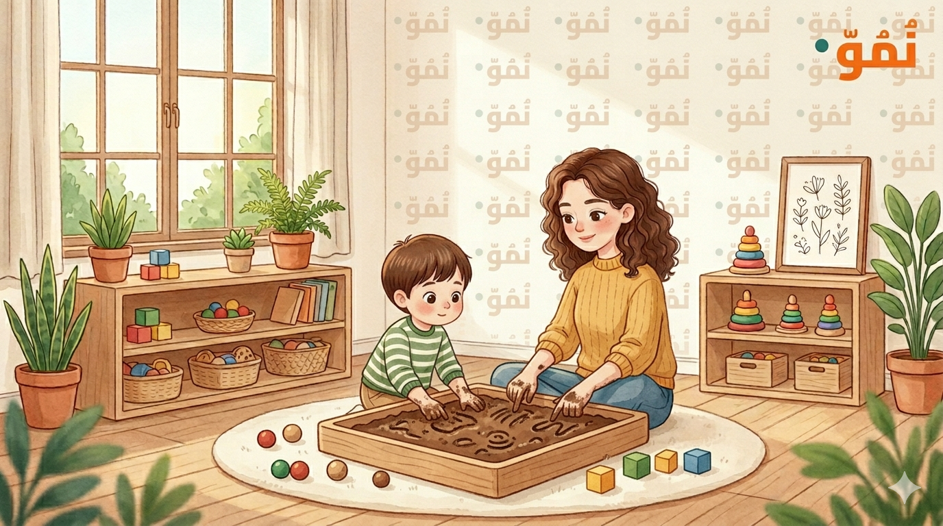 الرسم بالأصابع في التراب