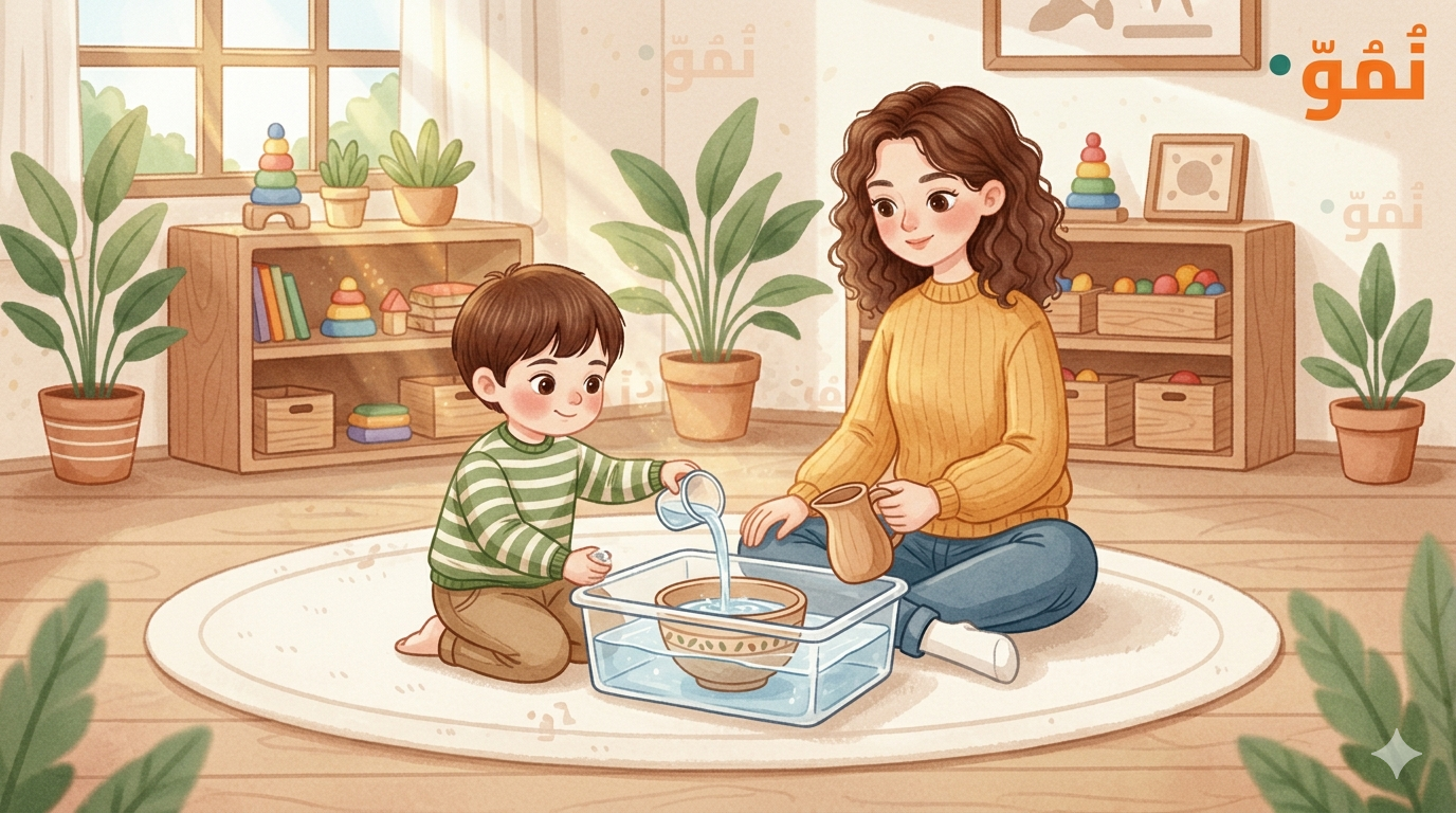 اللعب بالماء والكوب