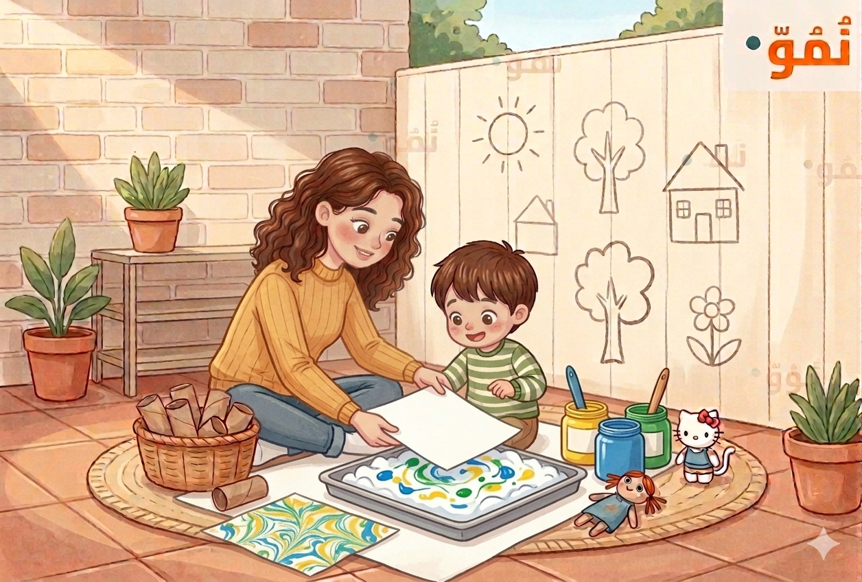 الرسم بالرغوة والألوان (Marble Art)